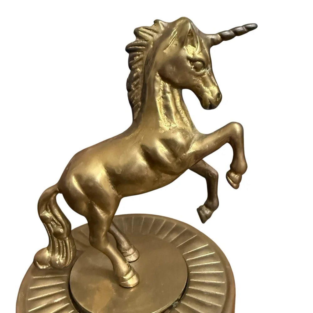 Vintage‎ 1982 Aldon Solid Brass Unicorn Music Box Made in Taiwan